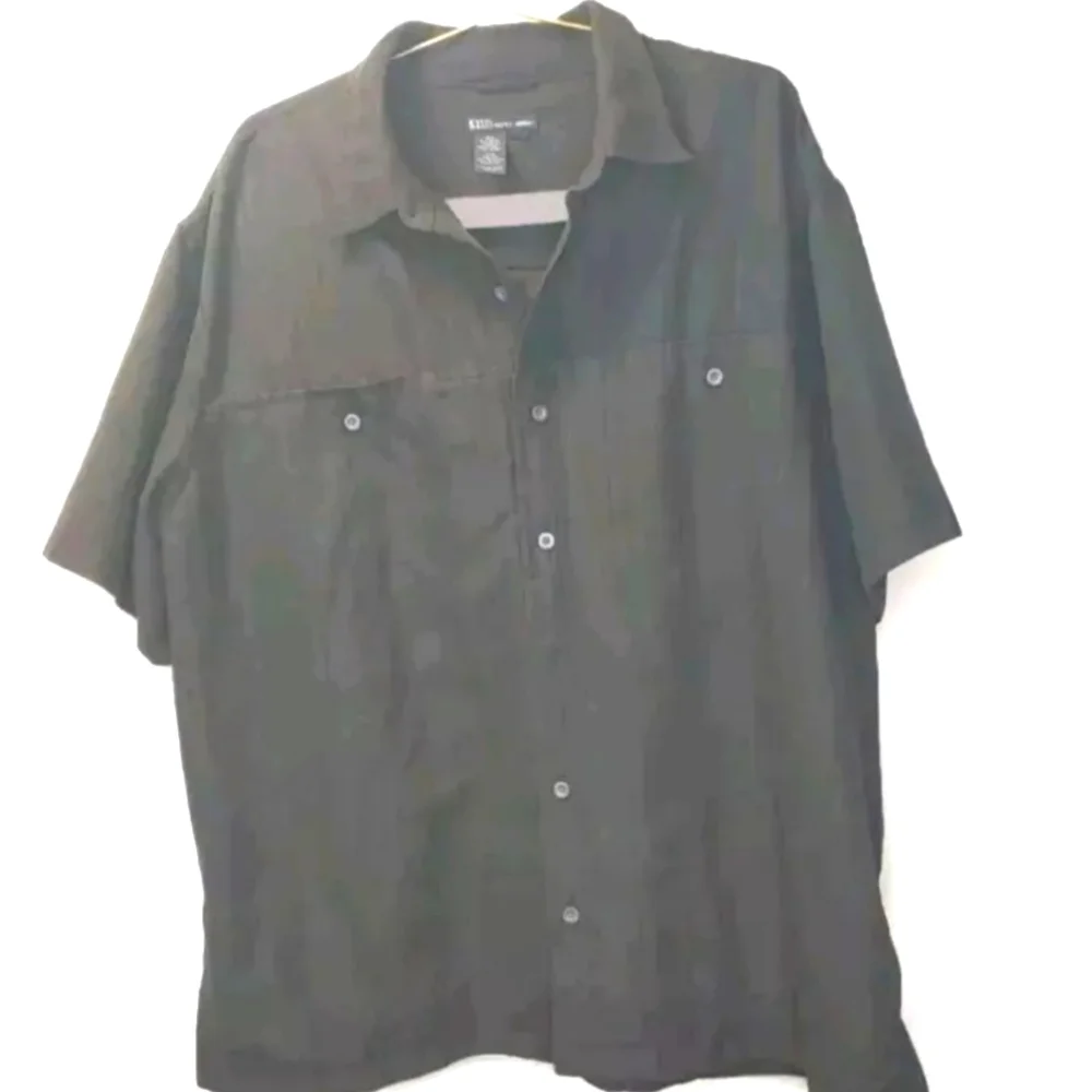 5.11 Tactical Vented Camp Shirt Men 2X Black Snap Button Biker Military Gorp